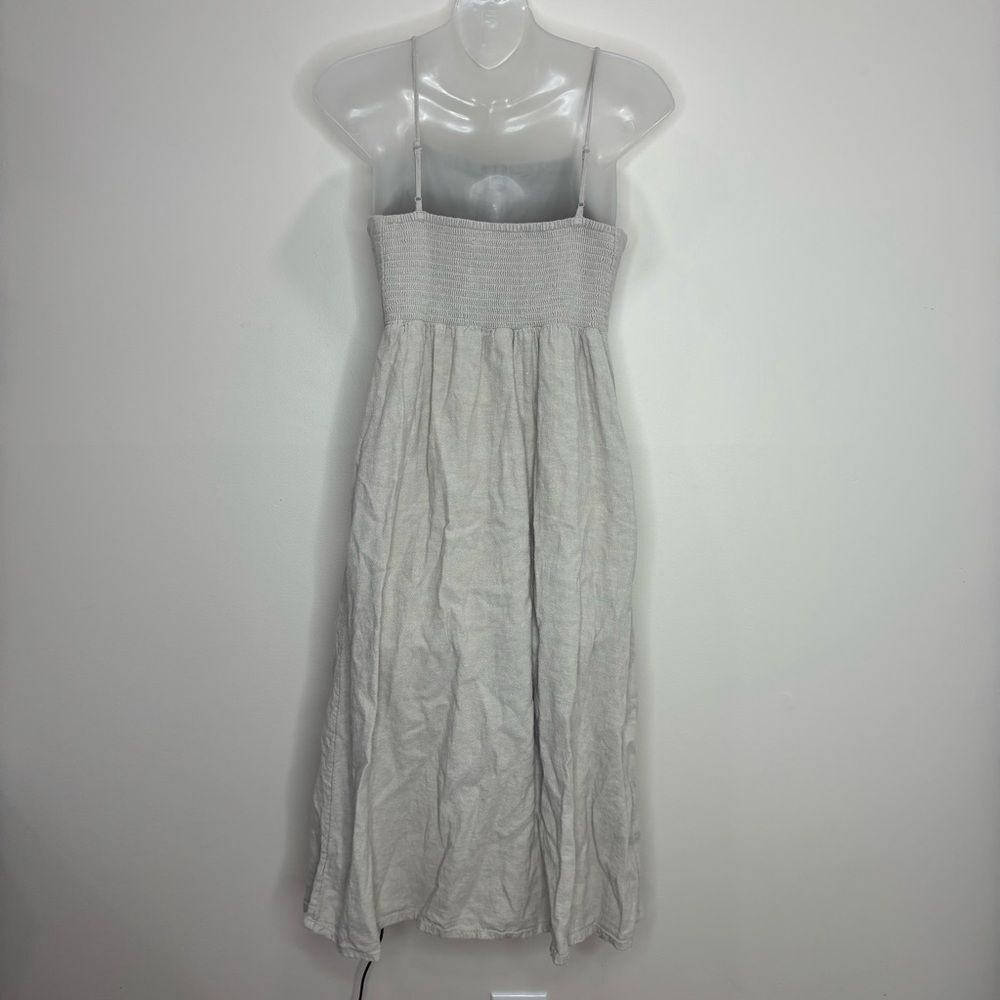 Old Navy Linen Blend Cream Beige Midi Length Dress Button front size small - Picture 5 of 7